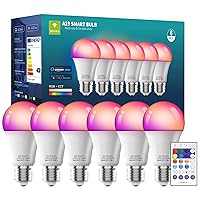 Smart Light Bulbs 6Pack with Remote, Color Changing Light Bulbs Work w/Alexa Google Home, 9W A19 E26 800LM Colored LED Bulb, 2.4GHz Only, 50+ DIY Scenes, App & Voice Control WiFi Light Bulbs