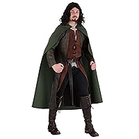 Adult Lord of the Rings Aragon Costume Mens, Dark Green Ranger Cloak Medieval Warrior Halloween Outfit
