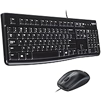 Logitech Mk120 Wired Keyboard + Mouse Combo, USB 2.0, Black
