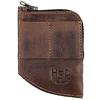 Hide & Drink, EDC Pocket Wallet, Curved Cash Organizer, Slim Front Card Holder, Money Clip, Full Grain Leather, Handmade Travel Accessories, Bourbon Brown