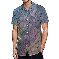 Trippy Psychedelic Prism Hawaiian Shirt for Men Short Sleeve Button Down Summer Tee Shirts Tops
