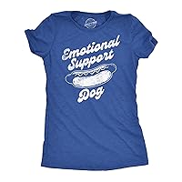 Womens Funny T Shirts Emotional Support Dog Sarcastic Hotdog Graphic Tee