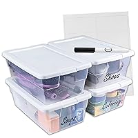 Homz Snaplock Stackable 6 Quart Clear Organizer Storage Container Bin with  Tight Seal Gray Lid for Home Organization (10 Pack)