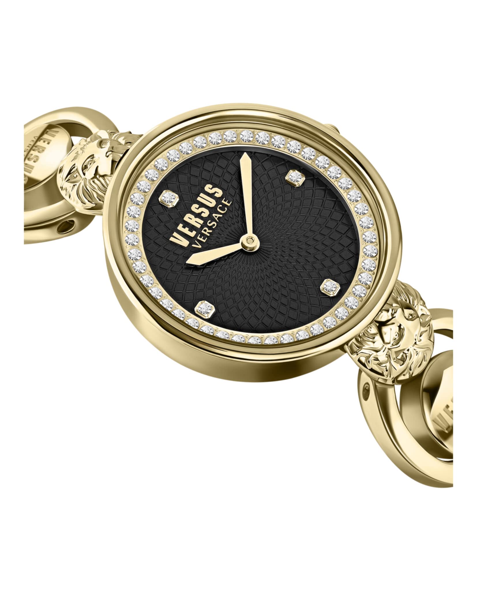 Versus Versace Victoria Harbour Collection Women's Watch Jewelry Featuring Silver Guilloché Dial Swarovski Crystals
