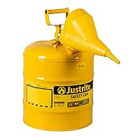 7150210 Type I Galvanized Steel Diesel Fuel Safety Can with Funnels Value Packages, 5 Gallon Capacity, Yellow