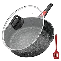 Nonstick Deep Frying Pan with Lid, 11 inch/5Qt Non Stick Skillets Pan for Cooking Saute Pan with Removable Handle, Dishwasher Safe& Oven Safe, PFOA Free, Compatible with All Stovetops