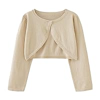 Children's Tops Spring/Summer Solid Color Single Button Cardigan Party Birthday School Strap Less Tops for Teen Girls