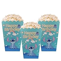 12Pcs Stitch Party Popcorn Boxes,Stitch Birthday Theme Party Supplies