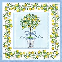 Boston International IHR 3-Ply Paper Napkins Rosanne Beck Collections, 20-Count Cocktail Size, Lemon Topiary