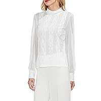 Vince Camuto Womens Mock Neck Lace Pullover Blouse