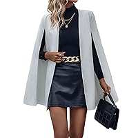 WDIRARA Women's Cape Blazer Cloak Split Sleeve Open Front Jacket Work Business Casual Blazer Solid Cape Coats
