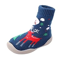 Cute Baby Christmas Santa Trees Printed Kids Baby Walking Shoes Animal Knitted Rubber Soled Dress Shoes for Toddler Boys