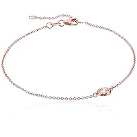 Amazon Collection 14k Rose Gold Solitaire Bezel Set Diamond with Lobster Clasp Strand Bracelet (1/4cttw, J-K Color, I2-I3 Clarity)
