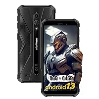 Ulefone Rugged Smartphone Armor X12 Pro, Waterproof Phones Unlocked, Octa-core Android 13, 8GB+64GB, Dual SIM Global 4G LTE, 4860mAh Battery, Face Recognition, Bluetooth, NFC, Compass - Black