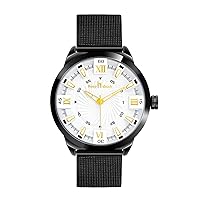 Mens Watches Stereoscopic Alogue Date Waterproof Simple Analog Quartz Wrist Watch with Stainless Steel Mesh Band