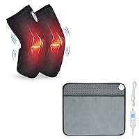 COMFIER Heated Knee Brace Wrap with Massage,Vibration & 2-in-1 Heating pad for Back Pain Relief & Foot Warmer