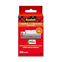 Scotch Thermal Laminating Pouches, 100 Count, Clear, 5 mil., Laminate Business Cards, Banners and Essays, Ideal Office or School Supplies, ID Card Sized (2.4 in. × 4.2 in.) Paper