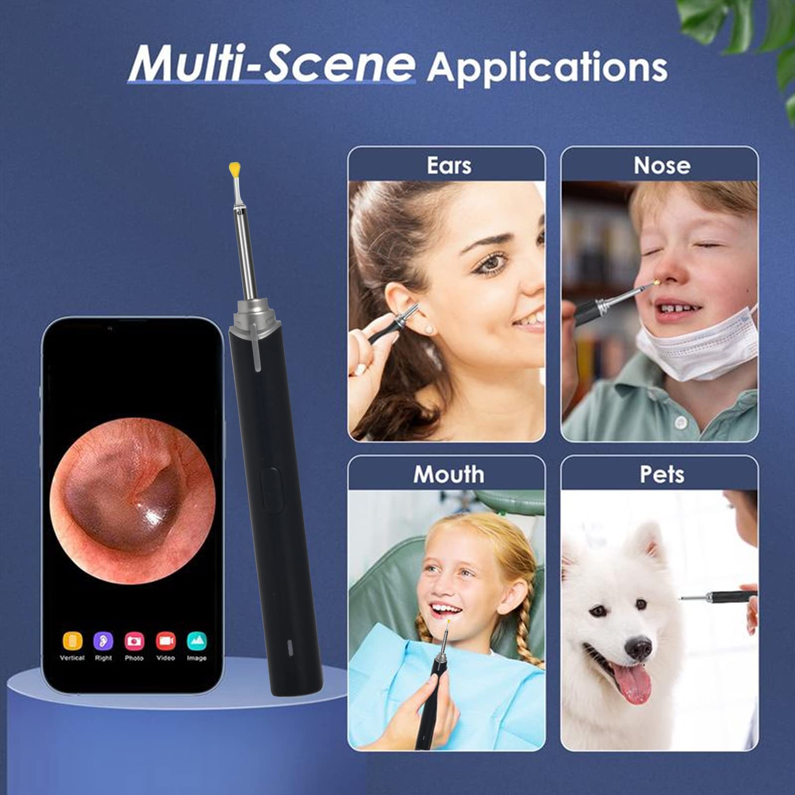 WiFi Ear Cleaner Earwax Removal Tool with Camera, Bright Light, Ear Cleaning kit, Compatible with iOS & Android