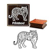 Printtoo Craft Textile Tiger Pattern Square Wooden Rubber Stamp Scrap-Booking-3 x 3 Inches