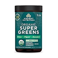 Ancient Nutrition SuperGreens Powder with Probiotics, Organic Peppermint Flavor Greens, Made from Real Fruits, Vegetables and Herbs, Digestive and Energy Support, 25 Servings, 7.23oz