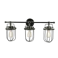 Creative Co-Op Industrial Metal Cage 3 Light, Black Wall Sconce
