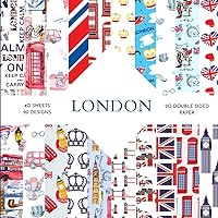 London Scrapbook Paper: | 8,5 x 8,5 size | 40 patterned double sided sheets (20 designs) | London Themed Collection | London Craft Paper |