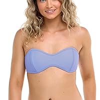 Body Glove Women's Standard Smoothies Tainted Love Solid Retro Bandeau Bikini Top Swimsuit