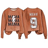 Baseball Sweatshirt Women Mom Mama Sweatshirt Fashion Crewneck Pullover Sweatshirt Trendy Graphic Tops Blouse Shirt