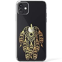 Clear Case Compatible with iPhone 15 14 13 Pro Max 12 Mini 11 SE Xr Xs 8 Plus 7 6s Heart Lightweight Protective TPU Slim Silicone Flexible Cover Indian Feathers Native American Dreamcatcher