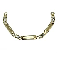 Jewelry Affairs 14k Yellow And White Gold Railroad Link Mens Bracelet, 8.25