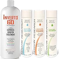 INVERTO 60 Advanced Gel Complex Brazilian Keratin Hair Blowout Treatment Formaldehyde Free Straightening Smoothing and Repairing Damaged Hair Keratin Research (XL SET-1000ml)