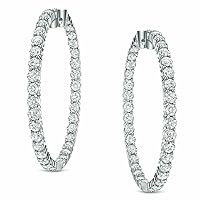 3Ct Round Lab Created Diamond Thin Inside Out Hoop Earring 14k White Gold Plated For Women & Girl By Elegantbalaji