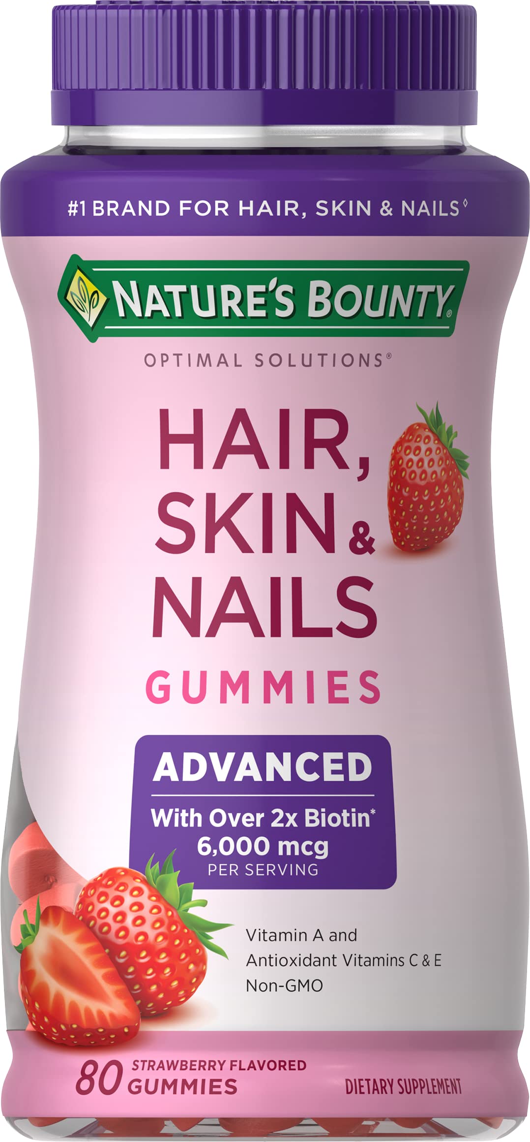 Mua Nature's Bounty Optimal Solutions Advanced Hair, Skin & Nails Gummies,  Strawberry, 80 count trên Amazon Mỹ chính hãng 2023 | Fado
