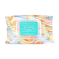 Beauty, Glowing Makeup Remover Wipes, Glycolic Acid, Coconut Water, Aloe Infused, Daily Cleansing, Exfoliating, Clean Skin Care, Plant Fiber Facial Towelettes, Vegan & Cruelty Free