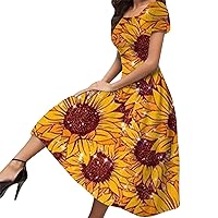 Summer Dresses for Women 2024 Spring Fashion Elegant Colorful Butterfly Print Round Neck Casual Dress Long Dress