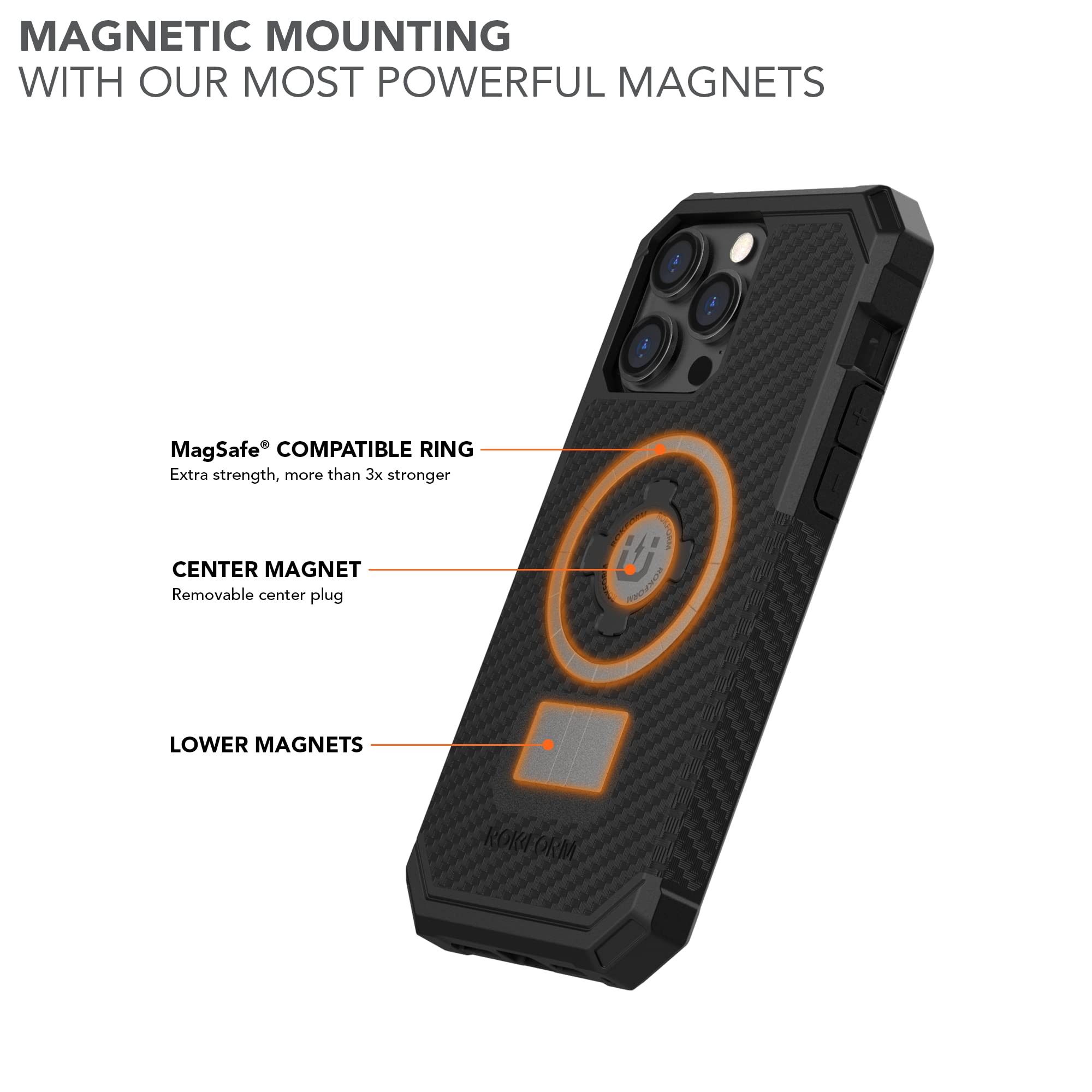 Rokform - iPhone 14 Pro Max Rugged Case + Magnetic Windshield Suction Phone Mount