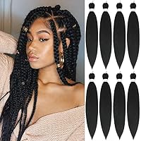 Natural Black Braiding Hair 20 Inch 8 Packs Professional Synthetic Crochet Braids Hair Extensions (20 Inch (Pack of 8), 1B#)