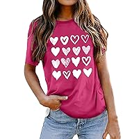 Tunic Tops to Wear with Leggings for Women Womens Valentine's Day Graphic Tees Short Sleeve Love Heart Tshirts