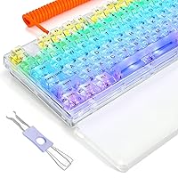 X75 PRO PC Transparent Wireless Hot Swappable Mechanical Keyboard with 2.4G/Bluetooth/Wired Coiled Cable,Acrylic Wirst Rest,Gasket Mounted,for Windows/Mac(Kailh MX Switches)