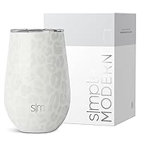Simple Modern Wine Tumbler with Lid | Cute Stemless Glass Cup with Press-In Lid | Insulated Stainless Steel Coffee Mug | Gifts for Women Men Him Her | Spirit Collection | 12oz | Cream Leopard
