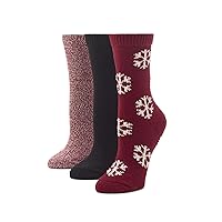 HUE Women's Eco So Soft Sock, Cinnaberry/Black/Cinnaberry Marl-3 Pair Pack, One Size