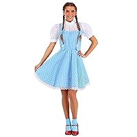 Jerry Leigh Wizard of Oz Dorothy Costume for Women, Kansas Girl Blue Dress for Movie Cosplay, School Plays & Halloween