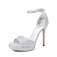 DREAM PAIRS Women's Stiletto High Heels Platform Ankle Strap Square Open Toe Dress Sexy Sandals