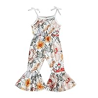 Toddler Girl Summer Outfits Toddler Kids Girls Floral Flowers Prints Sleeveless Strap Romper for (White, 2-3 Years)