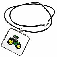 3dRose Image of Bright Green Tractor Cartoon With Yellow Wheels - Necklace With Pendant (ncl-371712)
