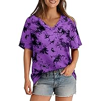 Shirts for Women,Short Sleeve T Shirts for Women V Neck Summer Tops Solid Plain Blouses and Tops Dressy Classic Fit