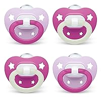 NUK Orthodontic Pacifiers, 6-18 Months, 4 Count (Pack of 1)