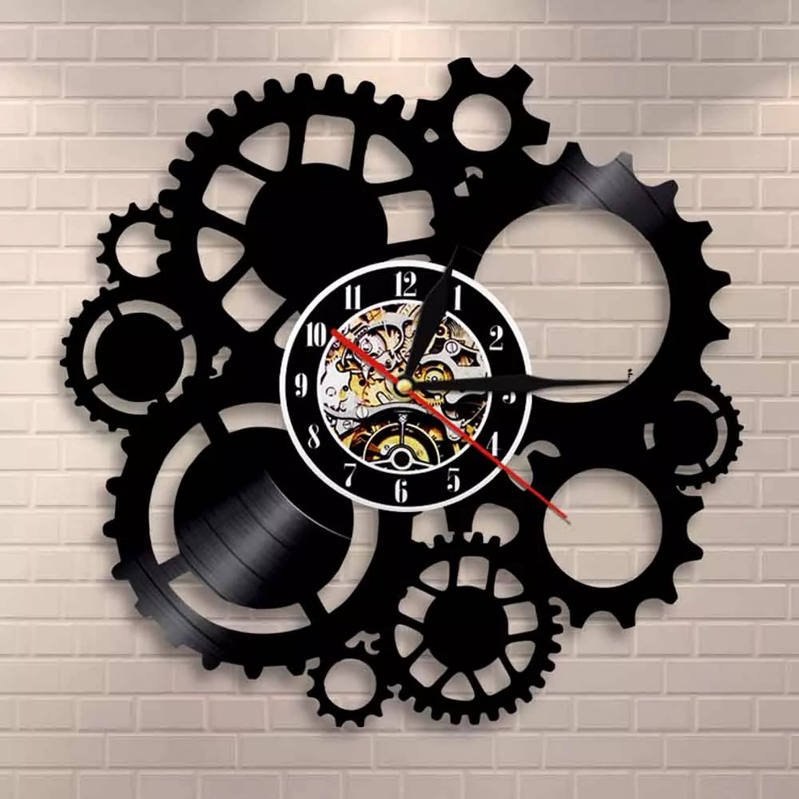 Steampunk Wall Decor Wall Clock Victorian Industrial Gears Vinyl Record Wall Clock Gears and Cogs Decorative Clock