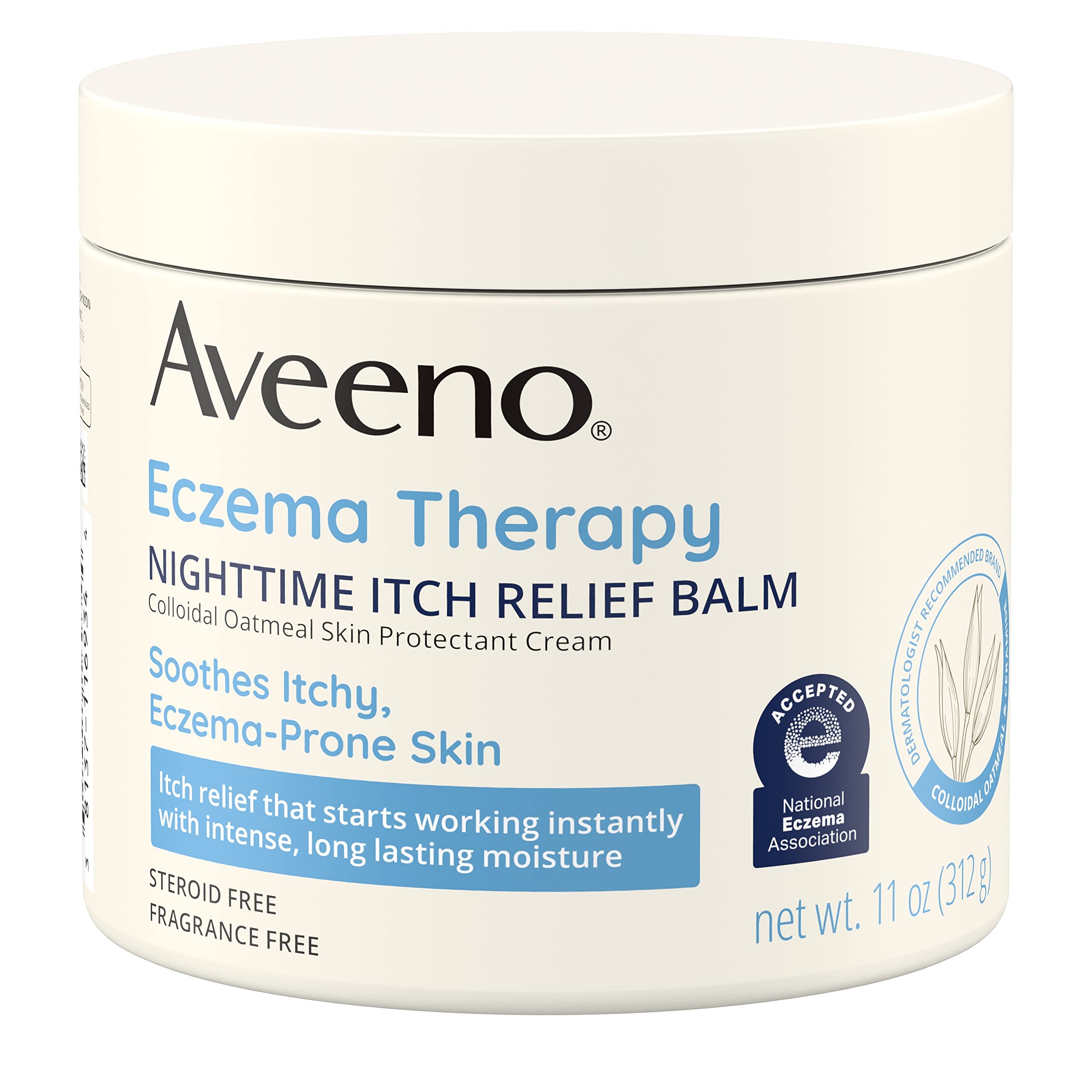 Aveeno Eczema Therapy Itch Relief Balm with Colloidal Oatmeal & Ceramide for Dry Itchy Skin, Non-Greasy, Steroid-, Fragrance- & Paraben-Free Moisturizing Skin Protectant Cream, 11 oz