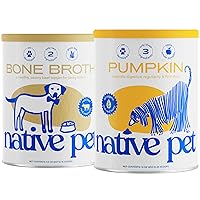 Native Pet Beef Bone Broth for Dogs (9.5 oz) & Organic Pumpkin for Dogs (16 oz.)
